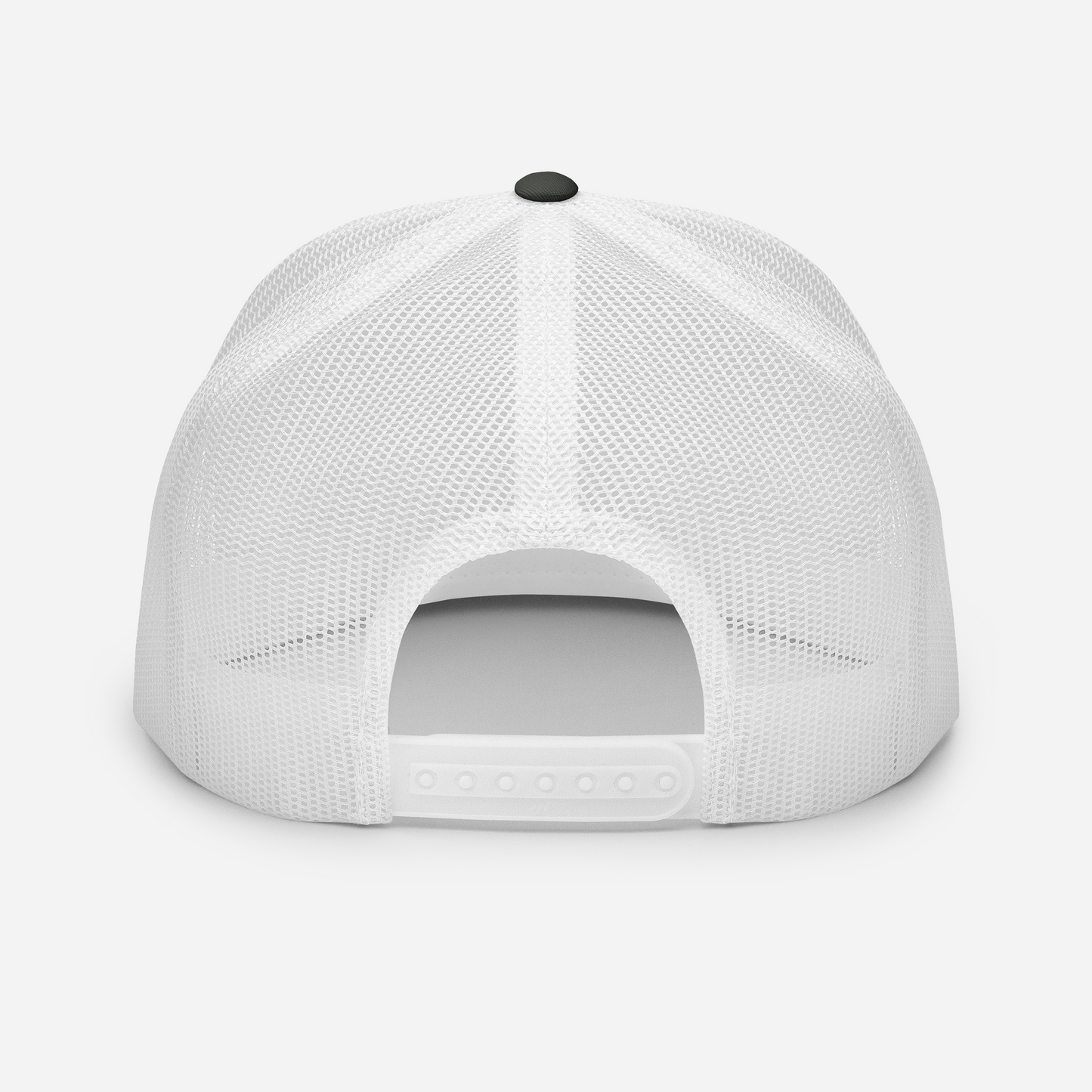 Back of Graffiti Tag Trucker Cap in Charcoal with White Back
