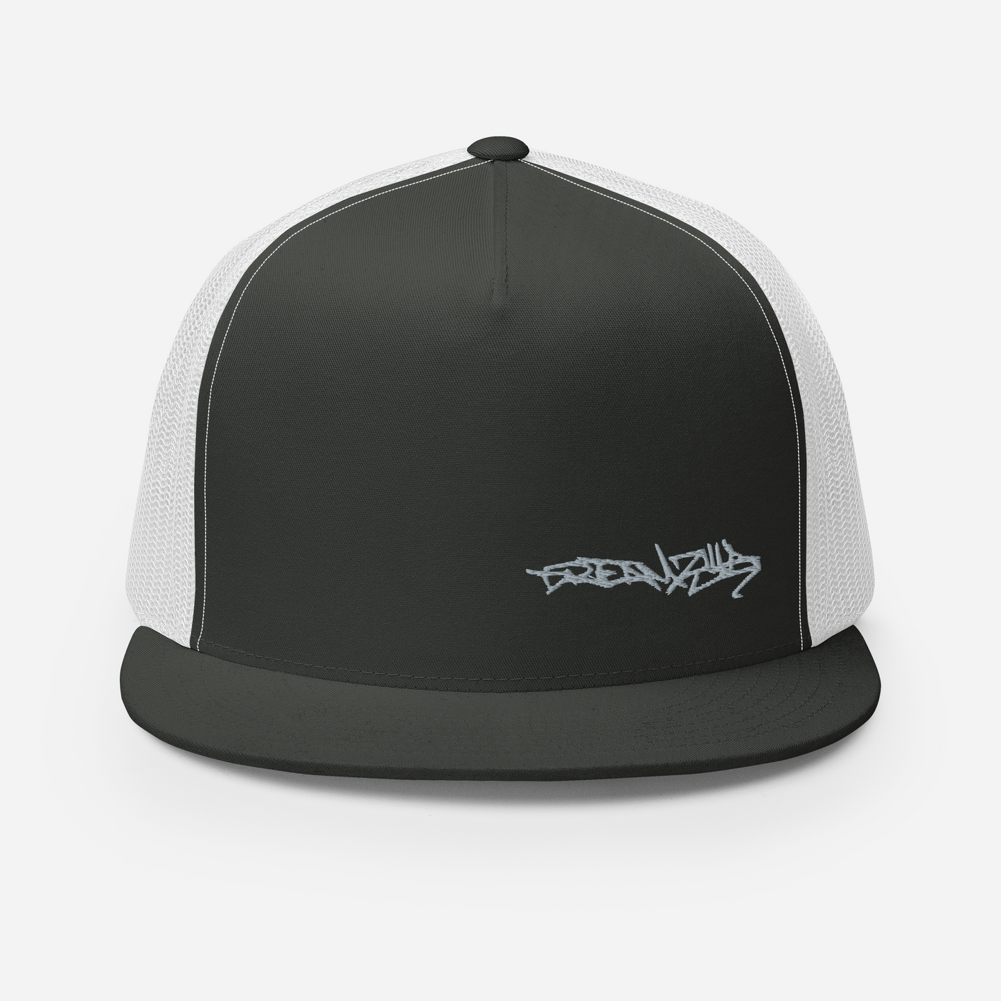 Graffiti Tag Trucker Cap in Charcoal with White Back