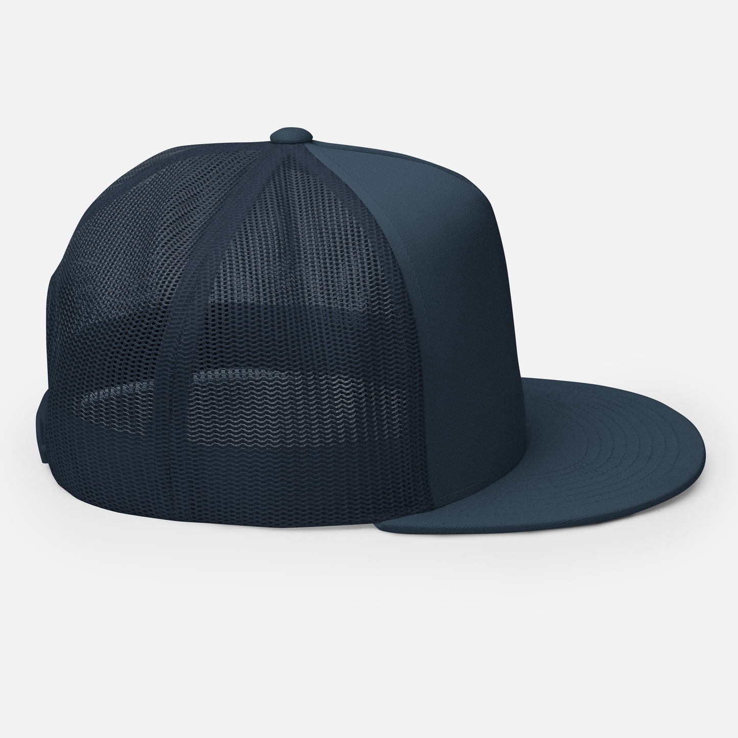 Right side of Graffiti Tag Trucker Cap in Navy