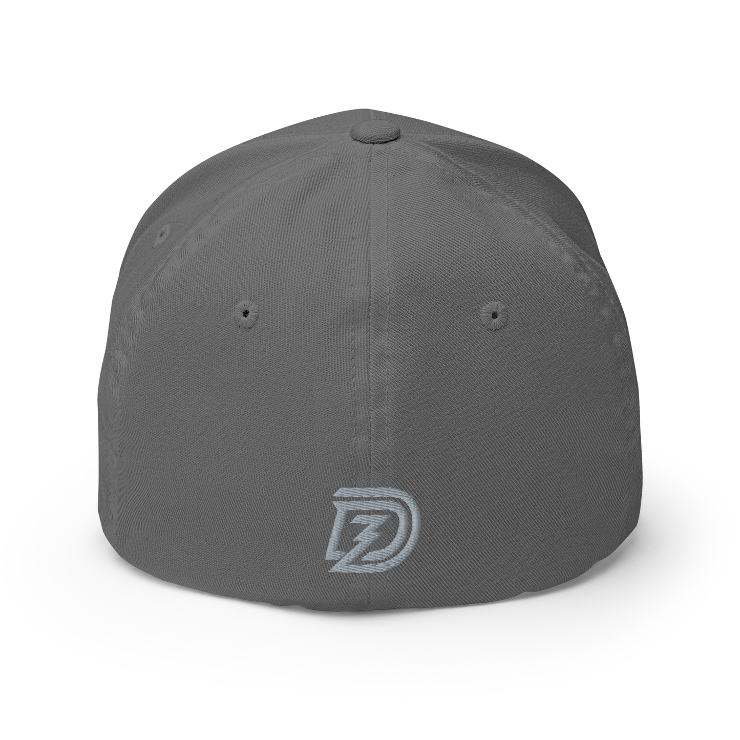 Back of Neurodiversity Rainbow Infinity Flexfit Cap in Grey