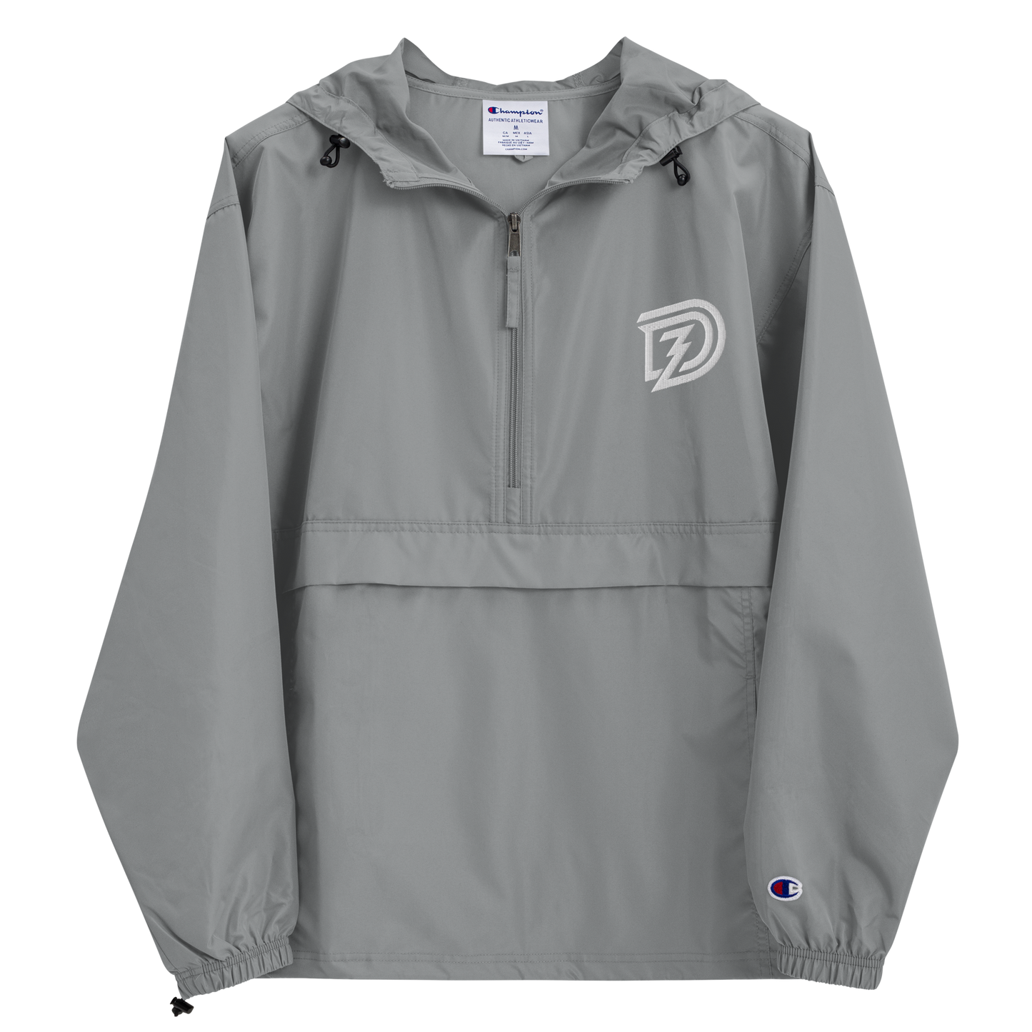 Embroidered Champion Packable Jacket in Graphite