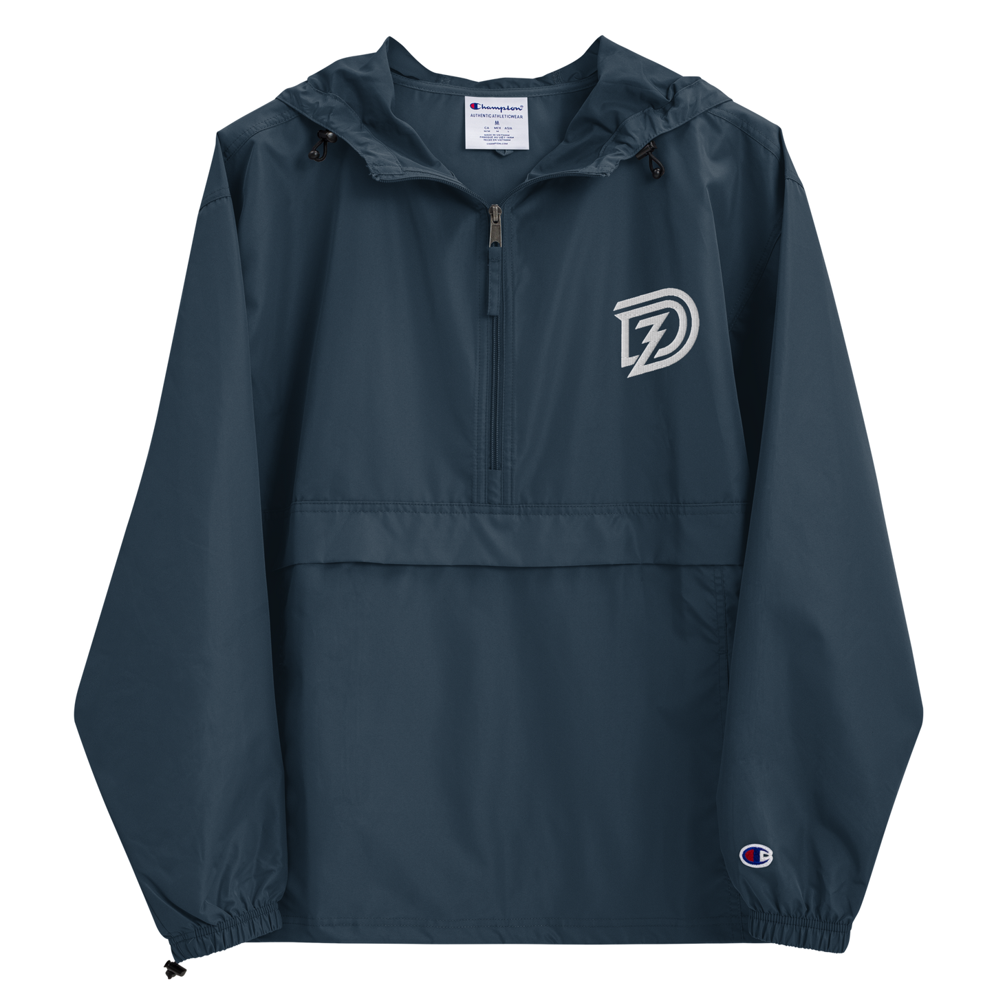 Embroidered Champion Packable Jacket in Navy