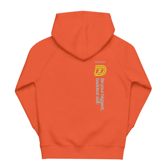 Back design of Baby Zilla Kids Eco-Friendly Hoodie in Burnt Orange