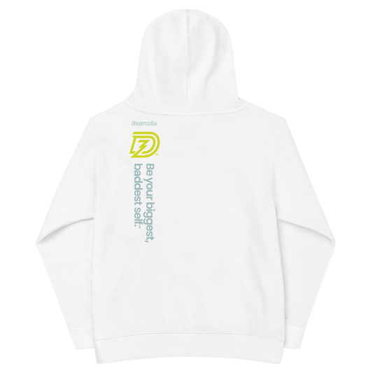 Back of DZ Kids Fleece Hoodie in White