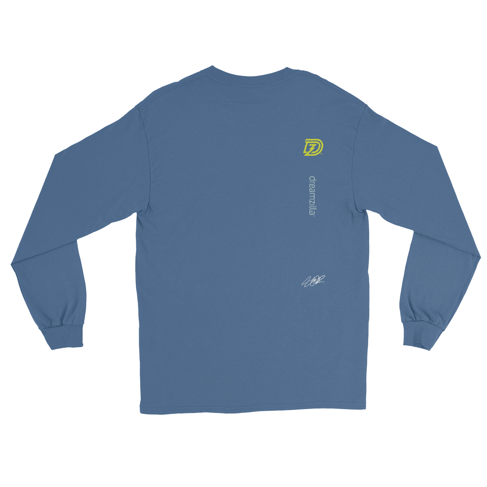 Back of Graffiti Wildstyle by Sanitor ByBBS Unisex Long Sleeve Tee in Indigo Blue