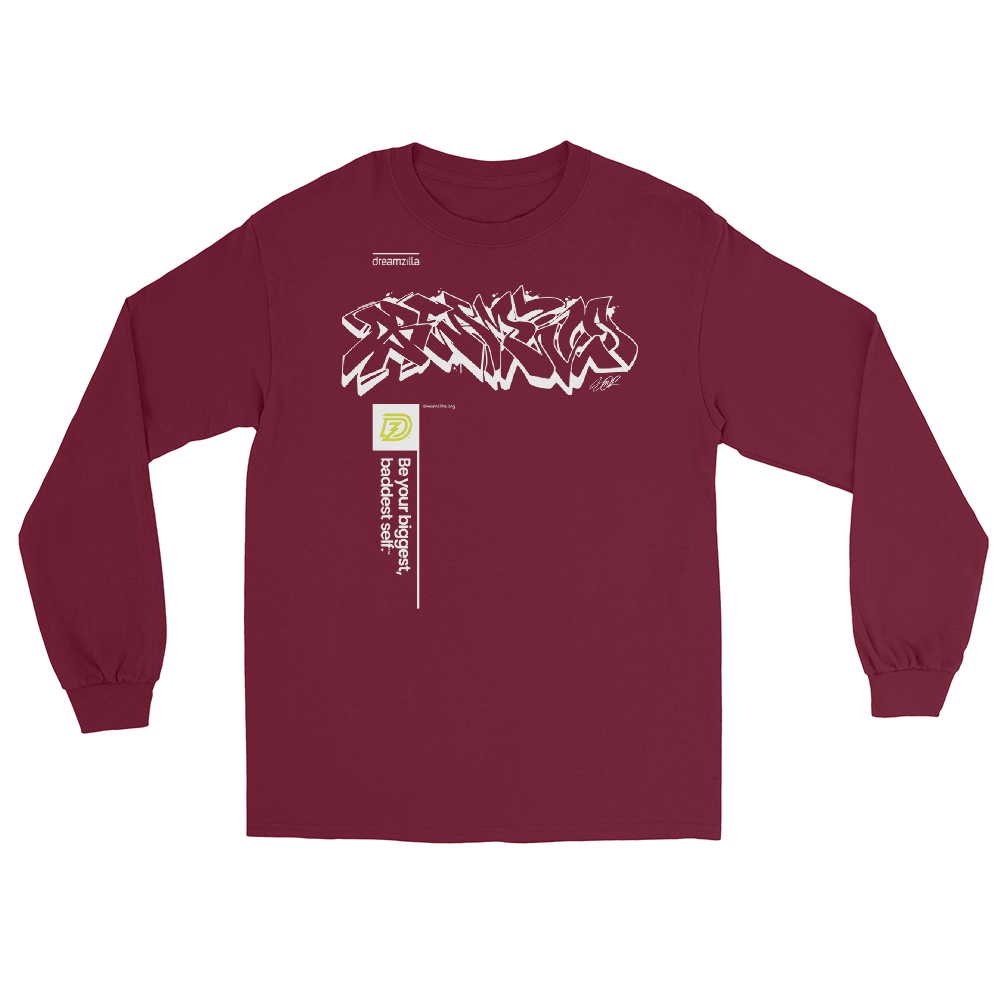 Graffiti Wildstyle by Sanitor ByBBS Unisex Long Sleeve Tee in Maroon