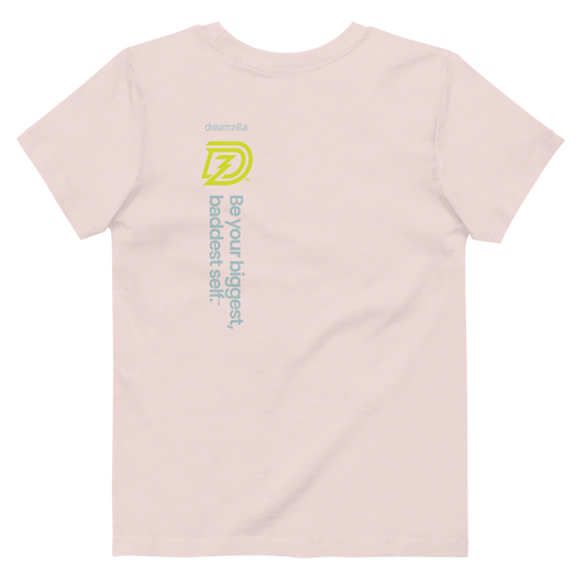 Back of Baby Zilla Kids Eco-Friendly Short Sleeve Tee in Candy Pink