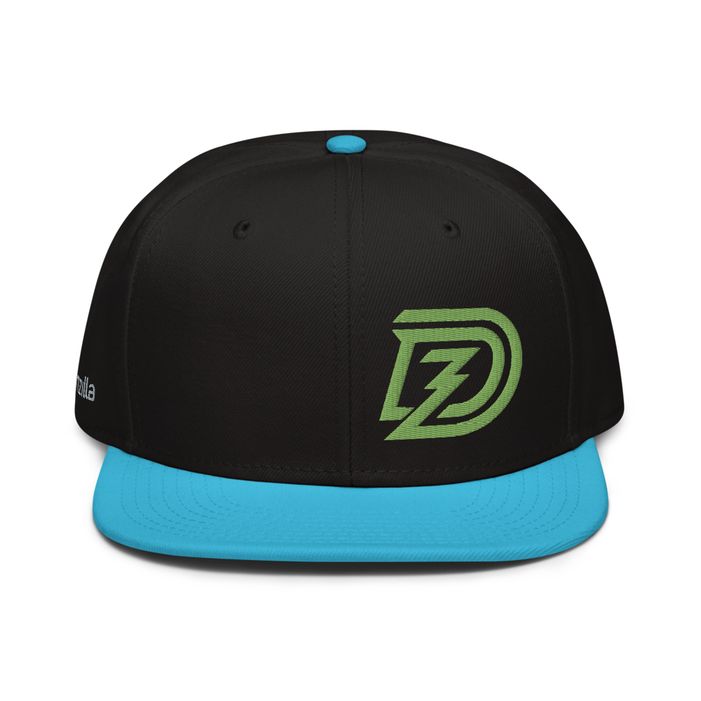 DZ Snapback in Black with Aqua Blue Brim