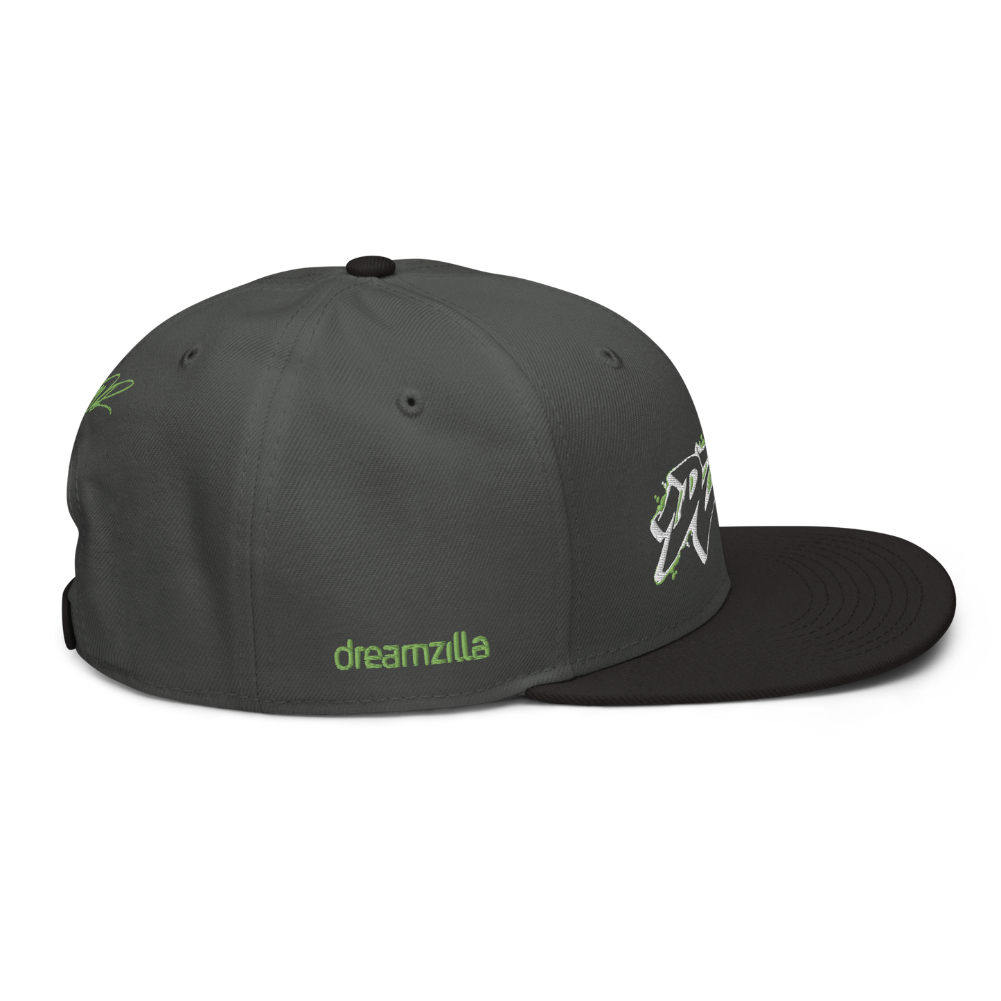 Side of Graffiti DZA Snapback by Sanitor in Charcoal Gray with Black Brim