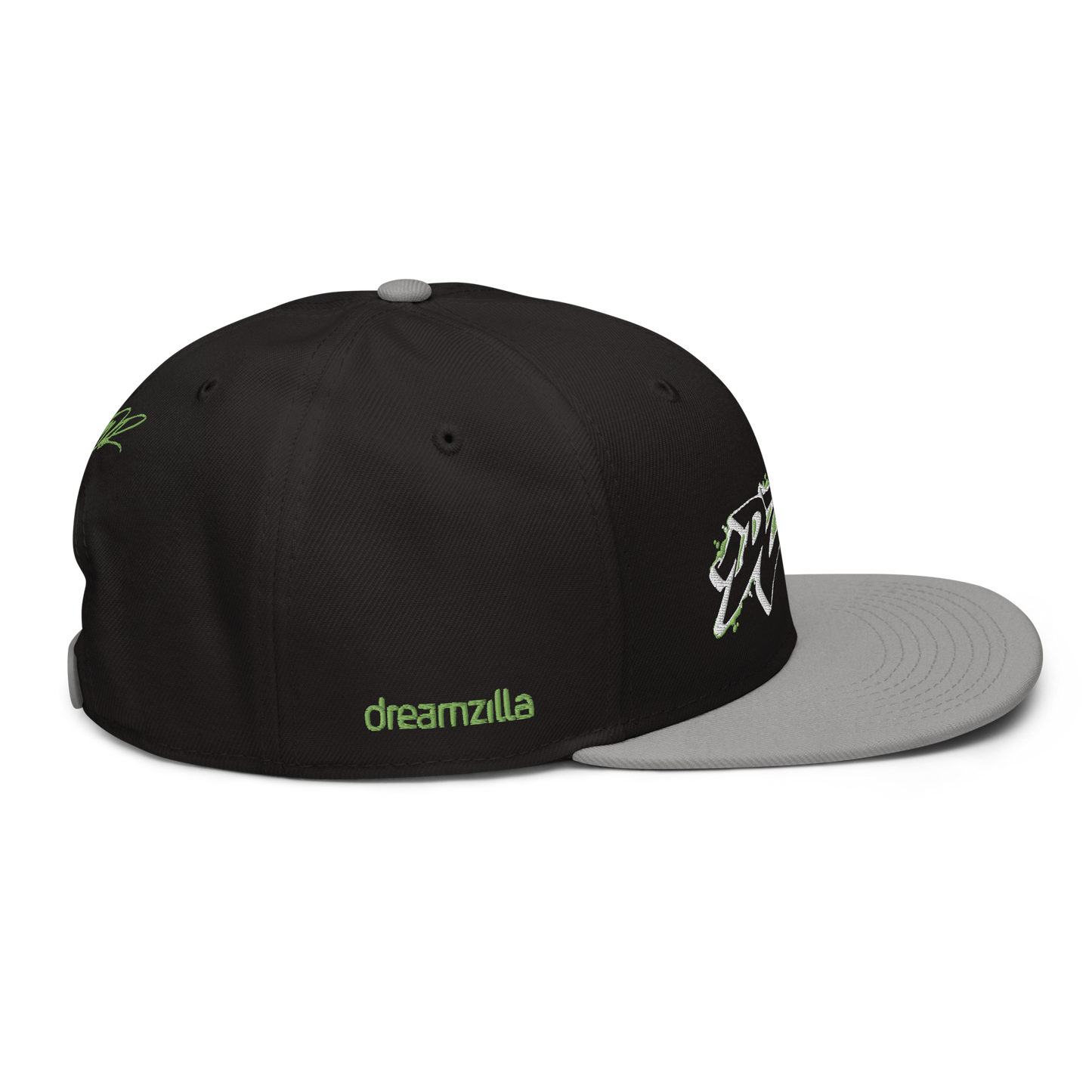 Side of Graffiti DZA Snapback by Sanitor in Black with Gray Brim