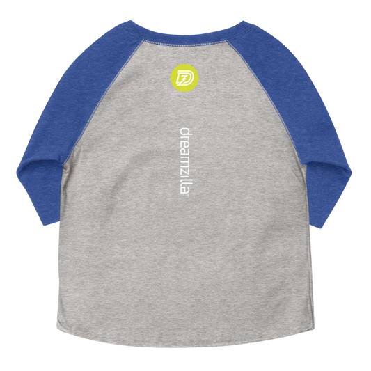 Back of Team Zilla 2022 Toddler Shirt in Vintage Heather with Vintage Royal Sleeves