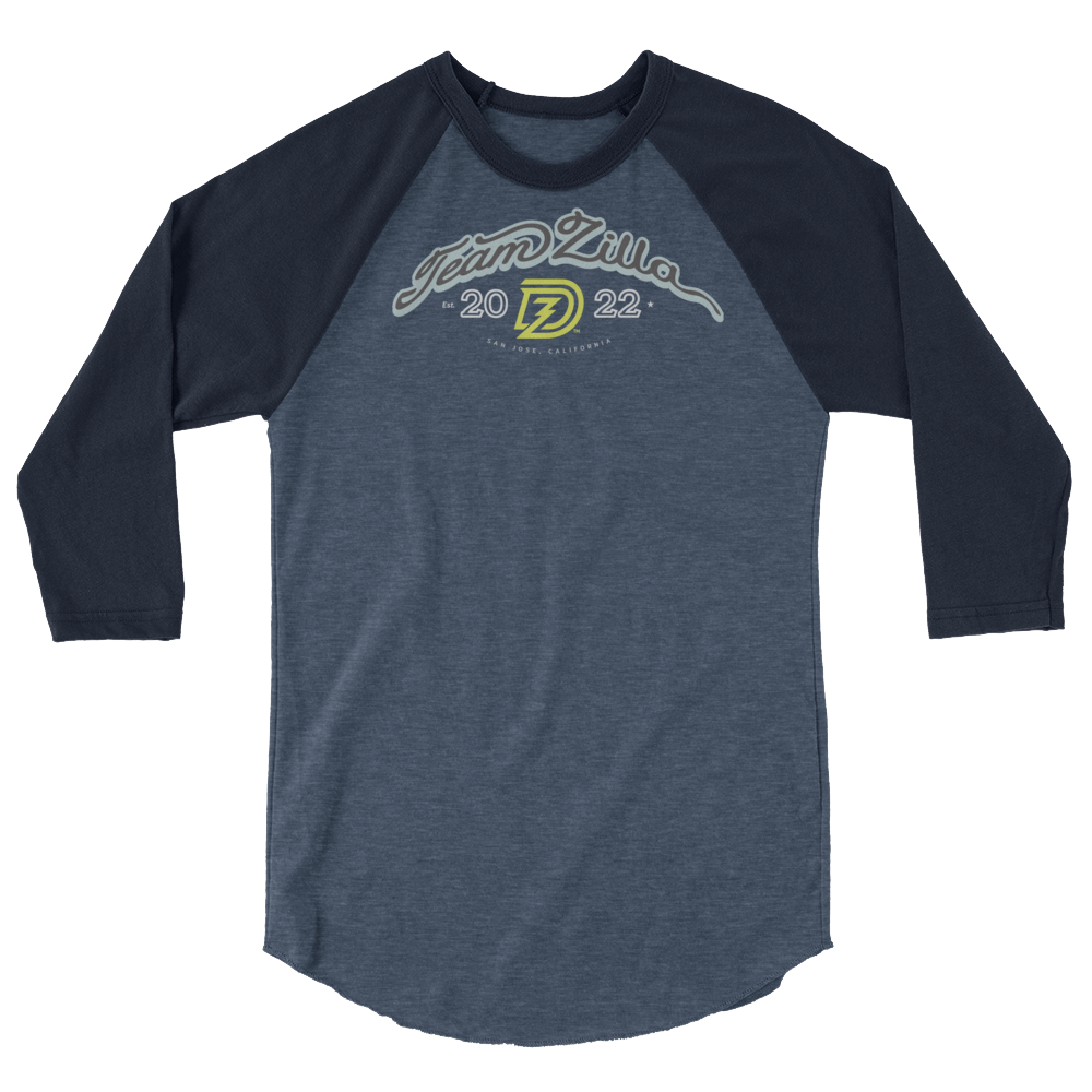 Team Zilla 2022 3/4 Sleeve Shirt in Heather Denim with Navy Sleeves