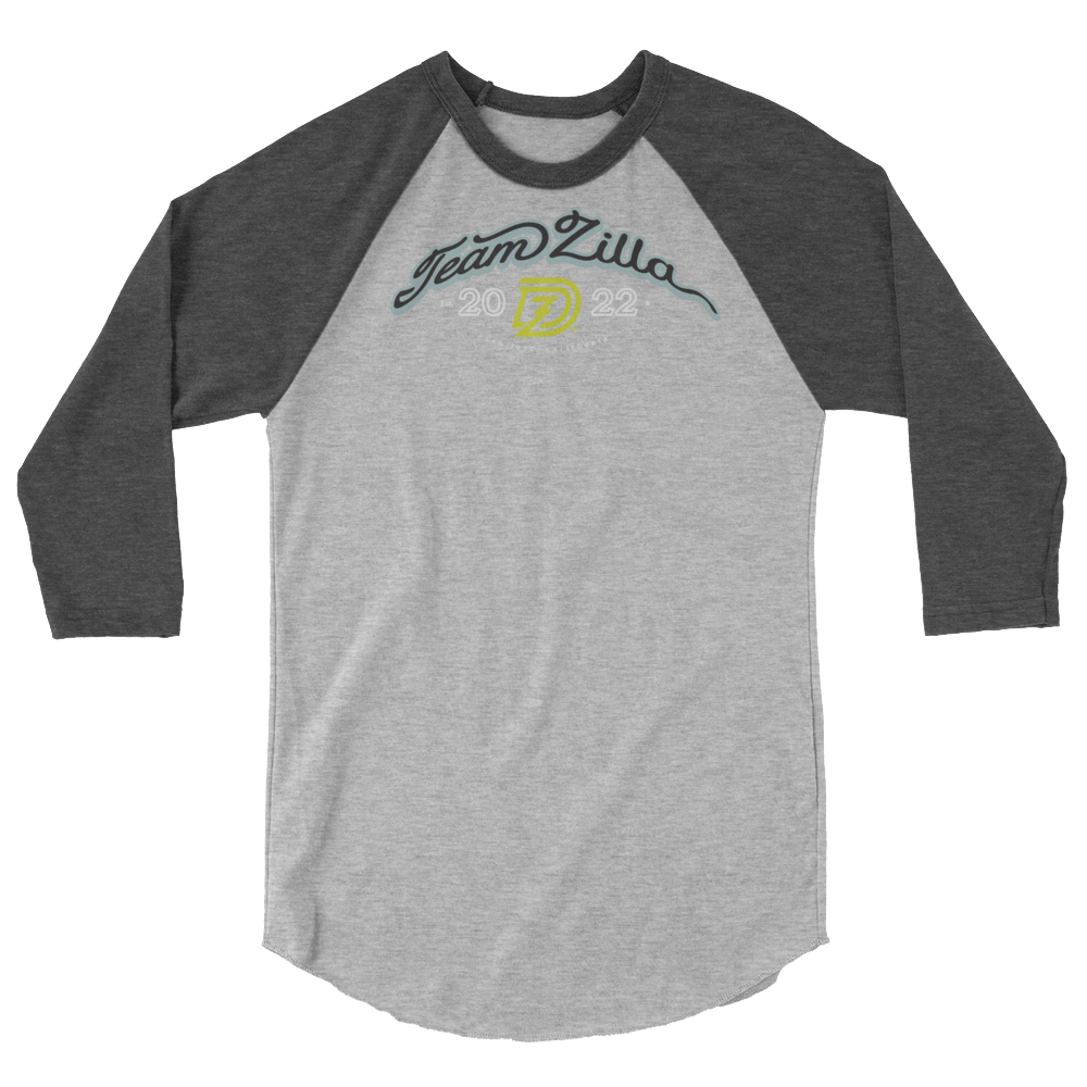 Team Zilla 2022 3/4 Sleeve Shirt in Heather Grey with Heather Charcoal Sleeves