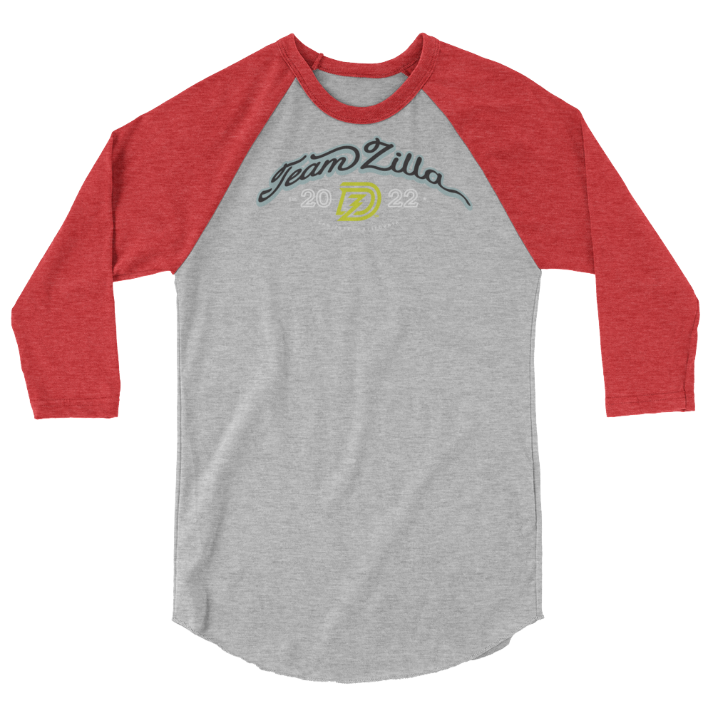 Team Zilla 2022 3/4 Sleeve Shirt in Heather Grey with Heather Red Sleeves