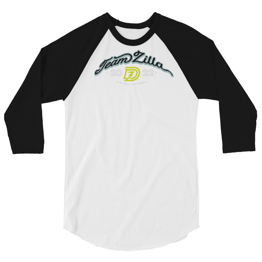 Team Zilla 2022 3/4 Sleeve Shirt in White with Black Sleeves