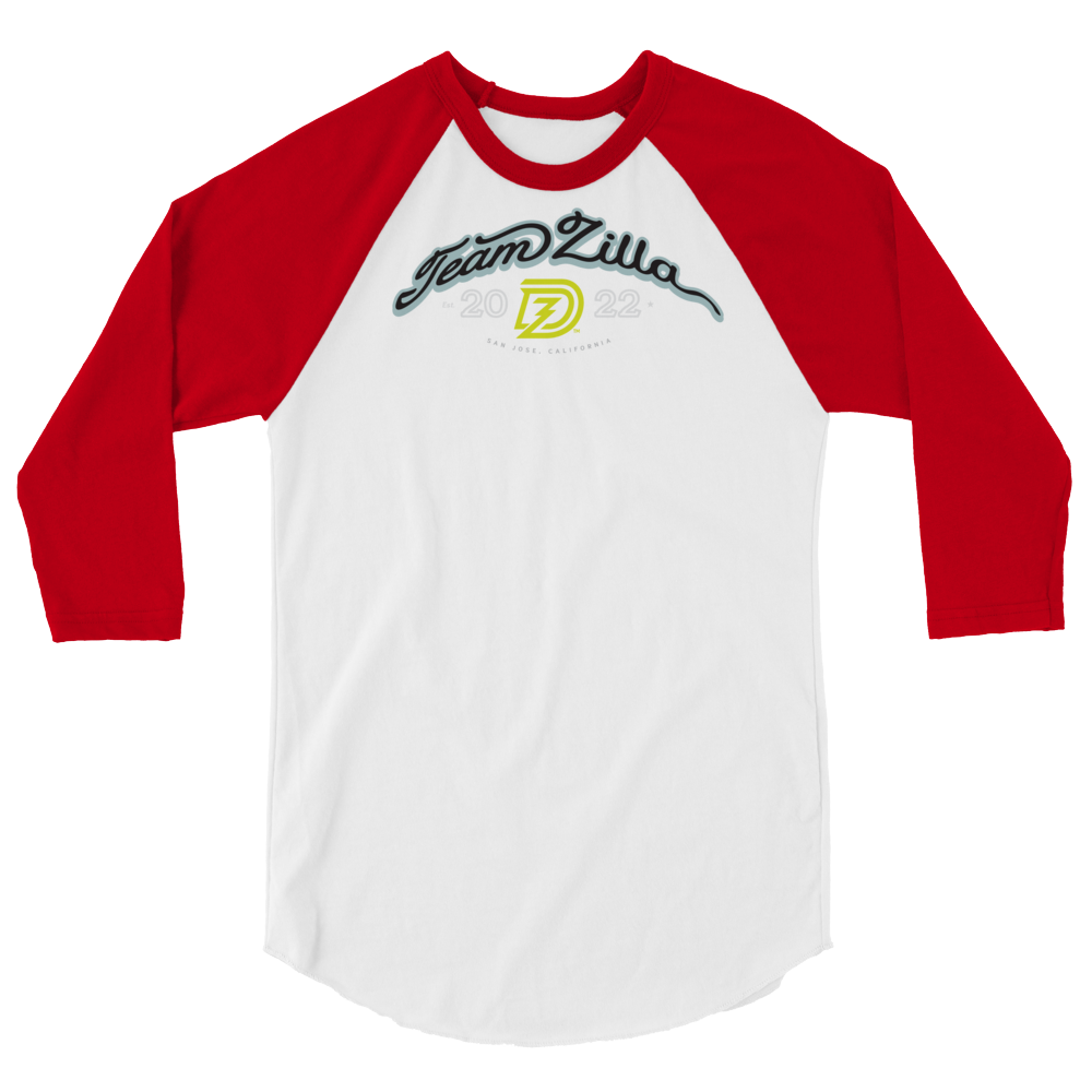 Team Zilla 2022 3/4 Sleeve Shirt in White with Red Sleeves