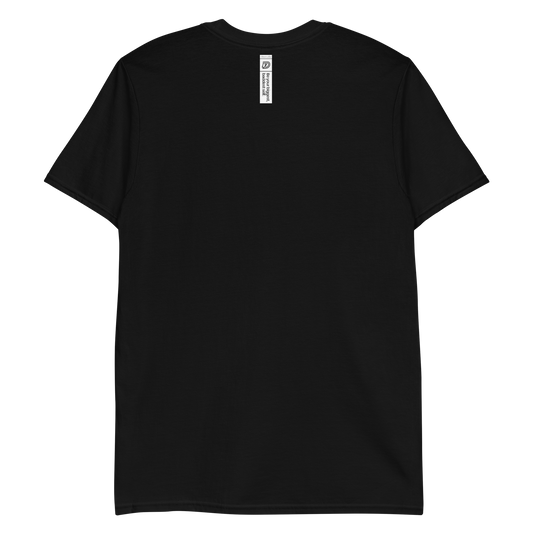 Back of DZ Monochrome Embroidered Unisex Short Sleeve Tee in Black