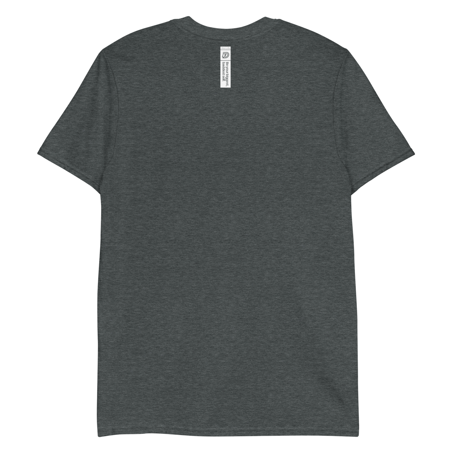 Back of DZ Monochrome Embroidered Unisex Short Sleeve Tee in Dark Heather