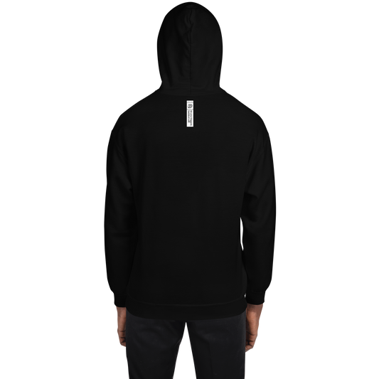 Back of DZ Monochrome Embroidered Unisex Hoodie in Black