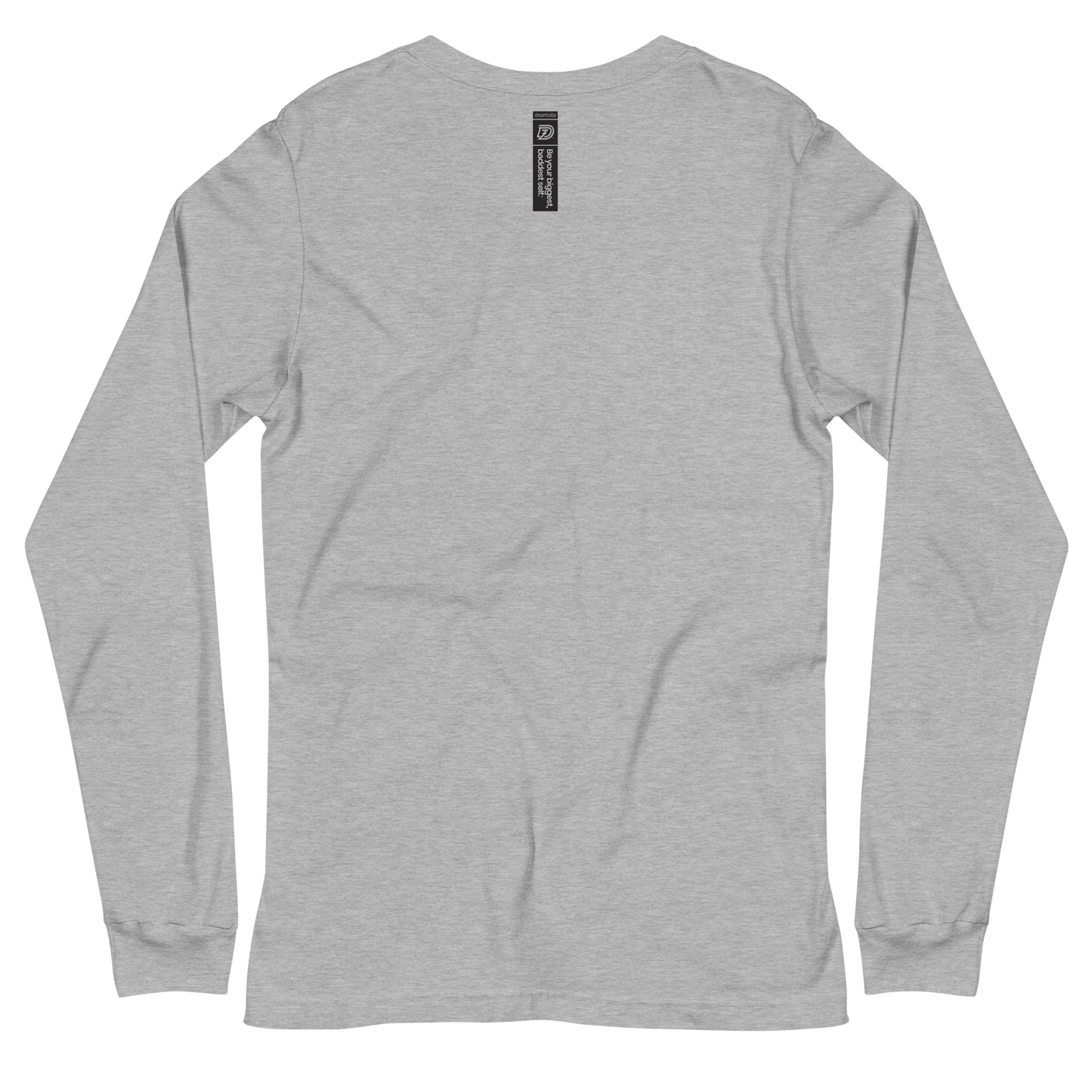 Back of DZ Monochrome Embroidered Unisex Long Sleeve Tee in Athletic Heather