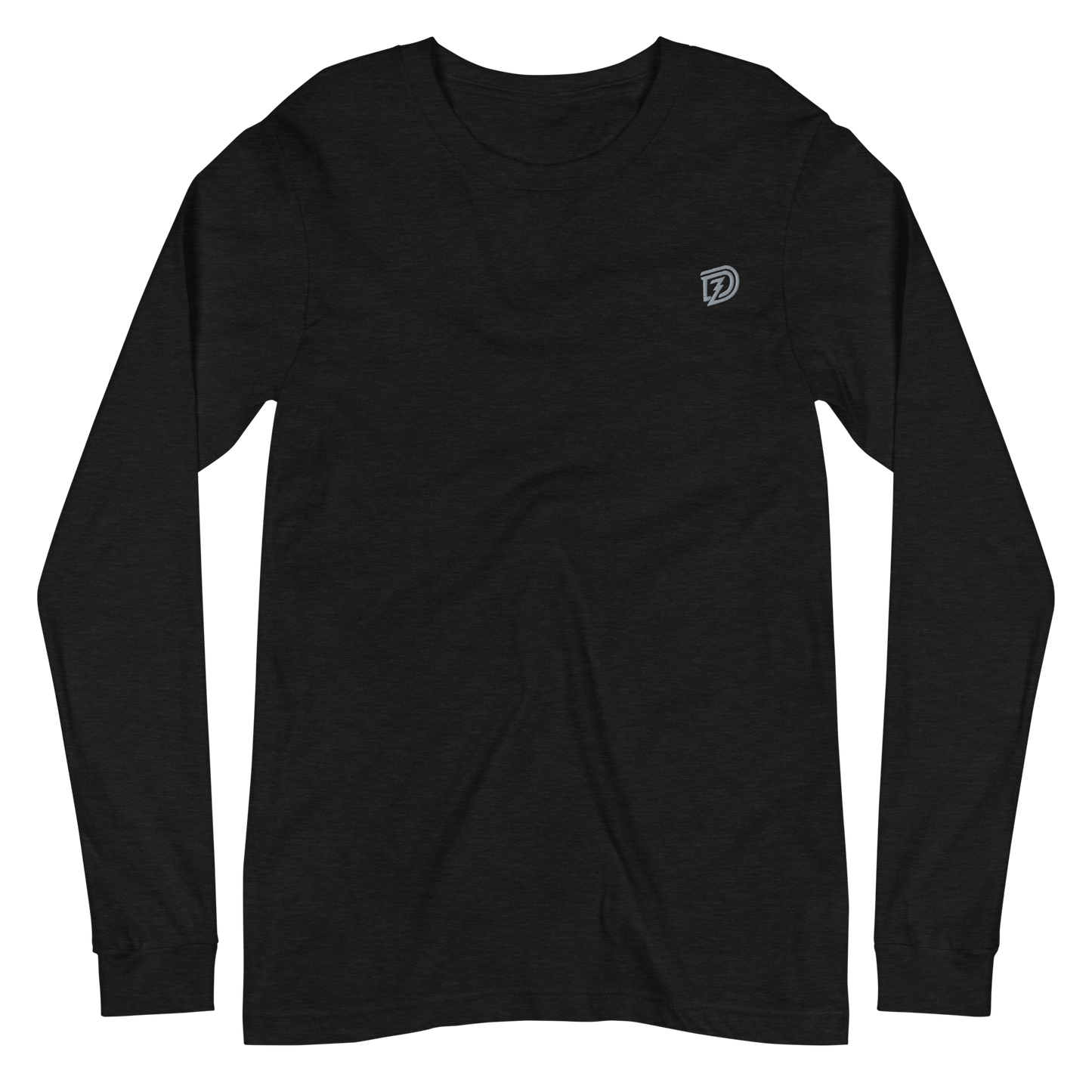 DZ Monochrome Embroidered Unisex Long Sleeve Tee in Black Heather