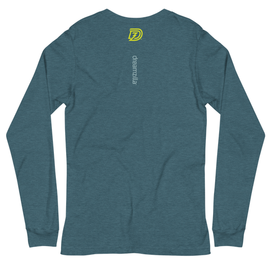 Back of Be Your Biggest Baddest Self Unisex Long Sleeve Tee in Heather Deep Teal