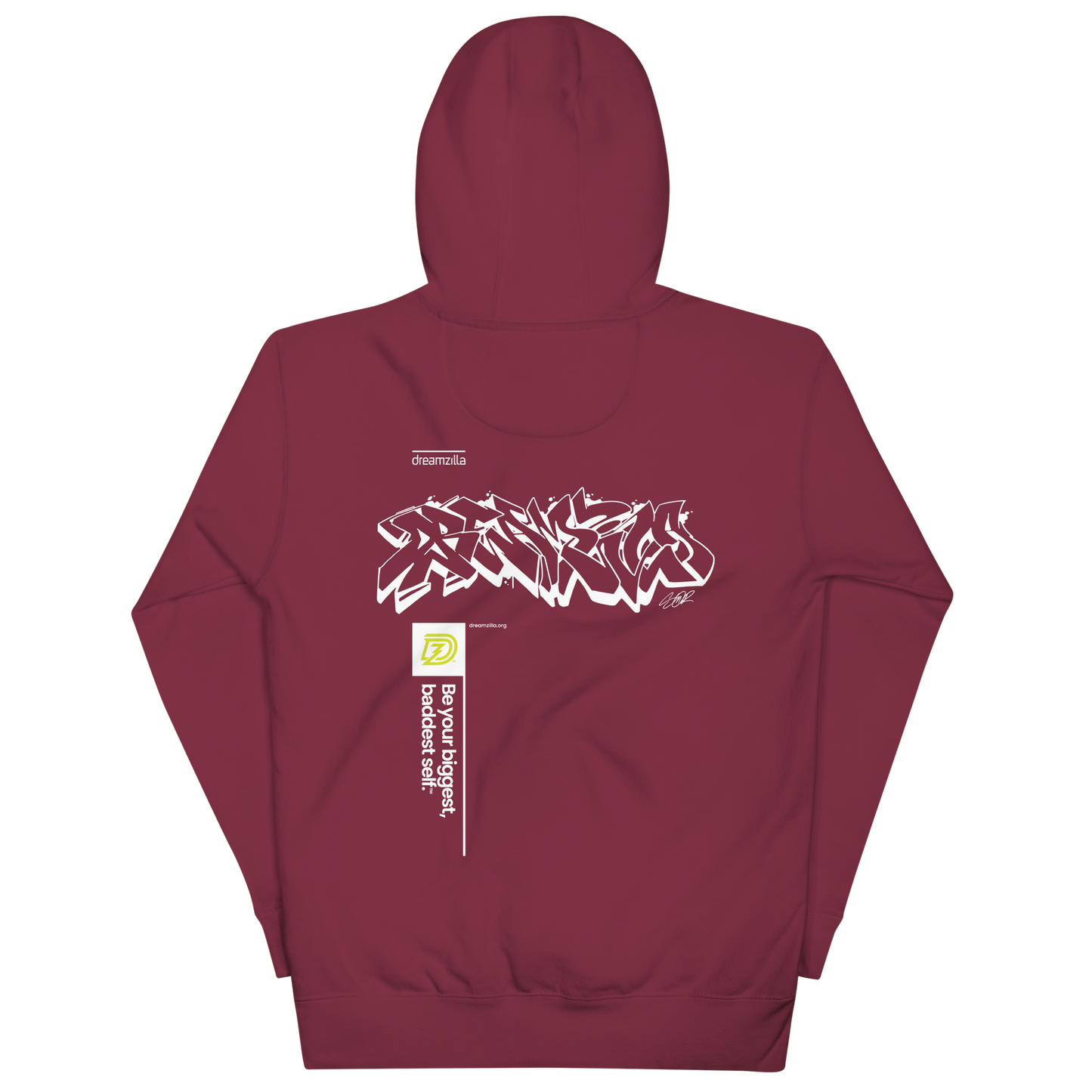 Back of Graffiti Tag+Wildstyle by Sanitor Unisex Hoodie in Maroon