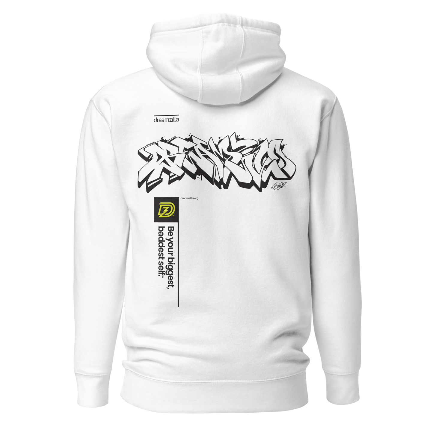 Back of Graffiti Tag+Wildstyle by Sanitor Unisex Hoodie in White
