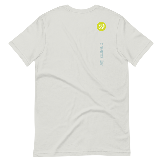 Back of Neurodiversity Rainbow Infinity Over Heart Unisex Tee in Silver