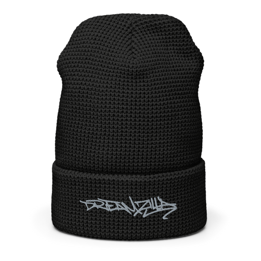 Graffiti Tag Waffle Beanie in Black