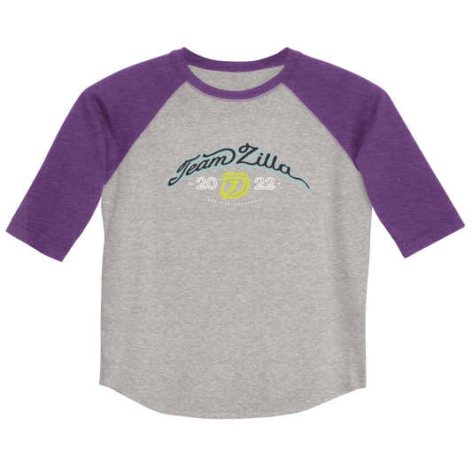 Team Zilla 2022 Youth Shirt in Vintage Heather with Vintage Purple Sleeves