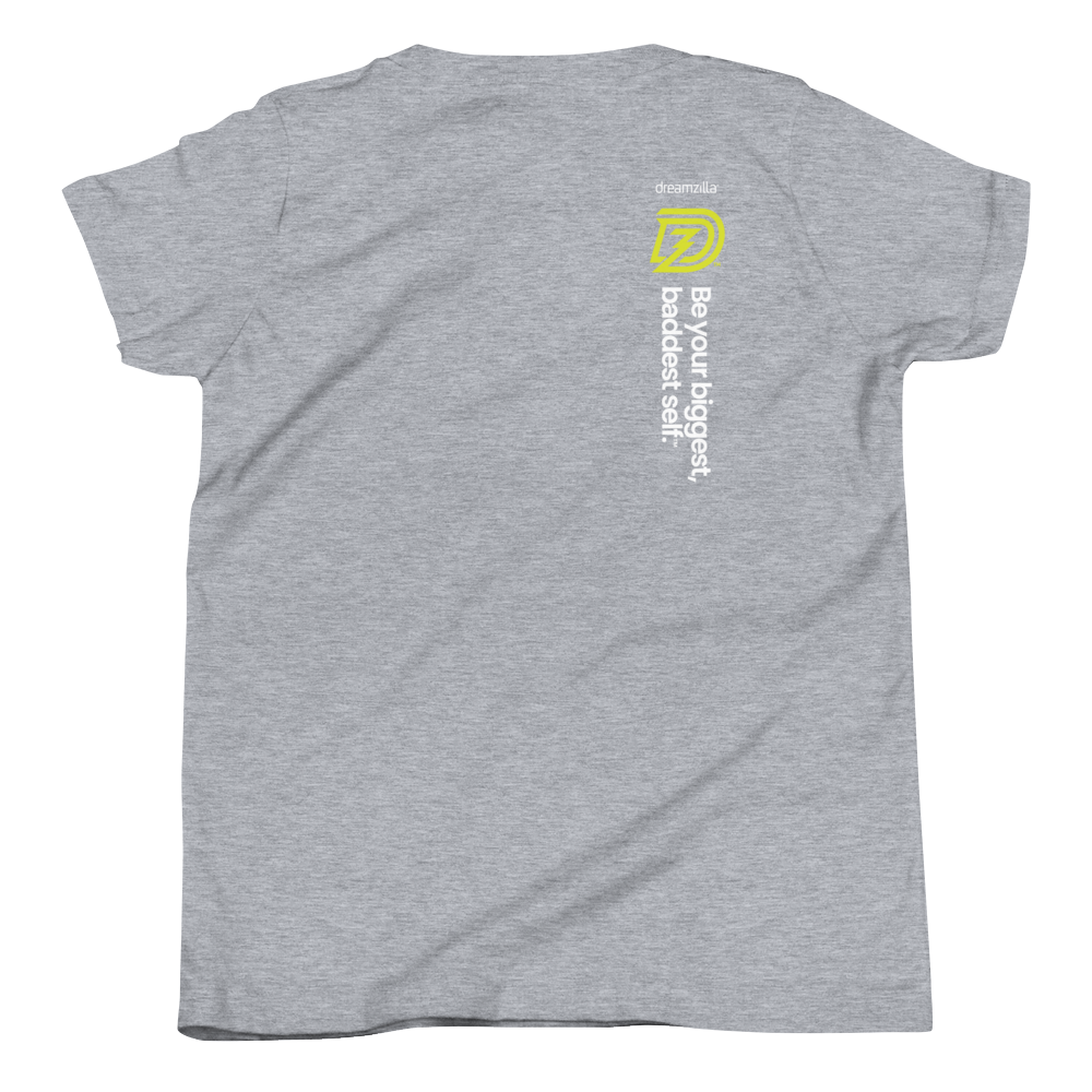 Back of Big Bad Hero Youth Tee in Athletic Heather