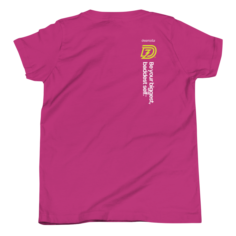 Back of Big Bad Hero Youth Tee in Berry
