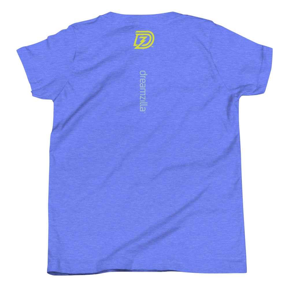 Back of Big and Bad - Youth Short Sleeve Tee in Heather Columbia Blue