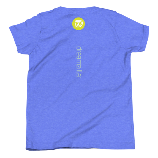 Back of Big Bad Brain Youth Short Sleeve Tee in Heather Columbia Blue