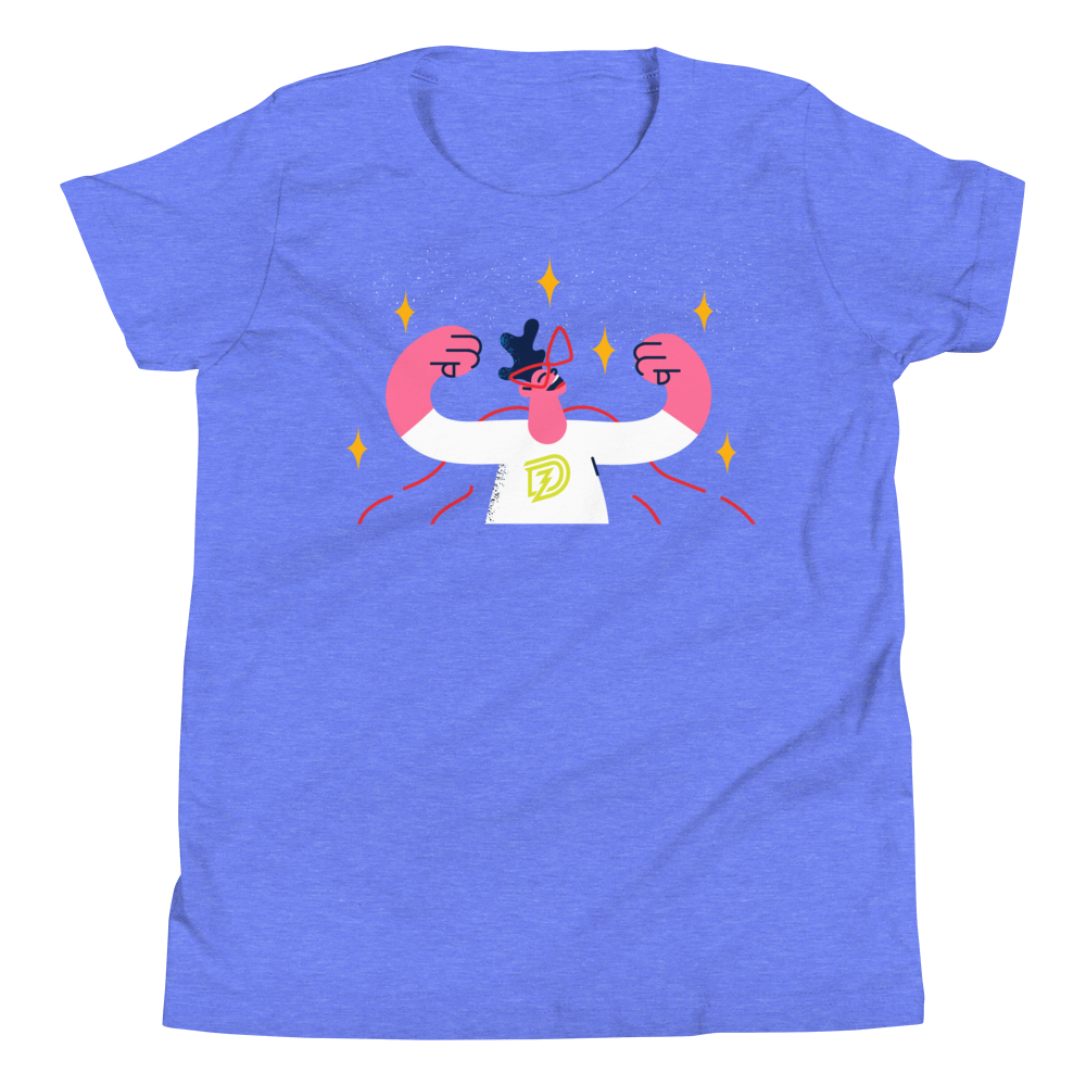 Big Bad Hero Youth Tee in Heather Columbia Blue