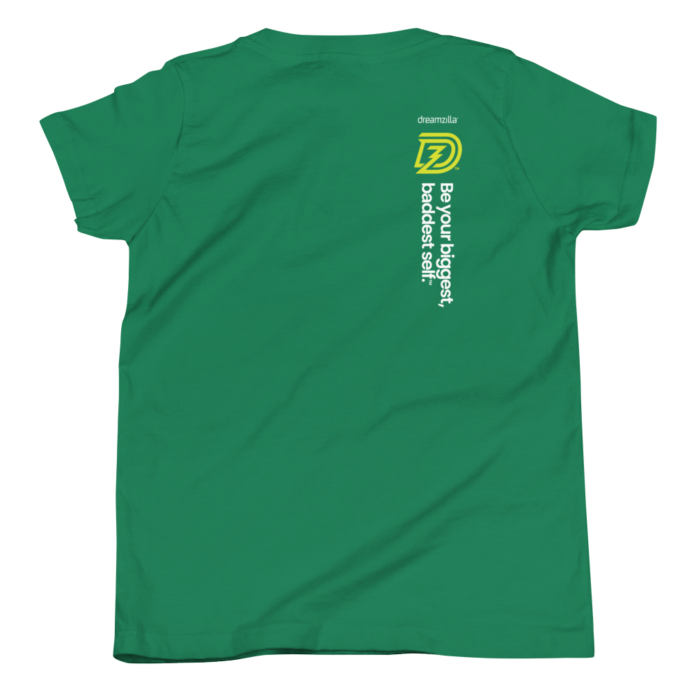Back of Big Bad Hero Youth Tee in Kelly