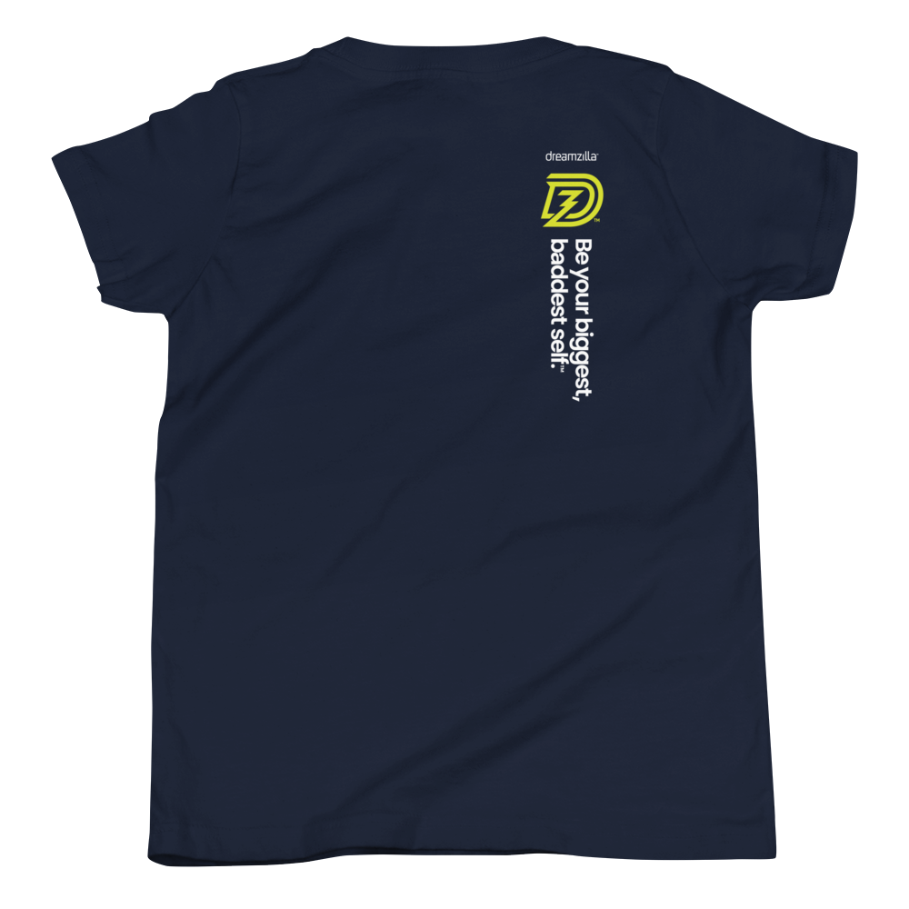 Back of Big Bad Hero Youth Tee in Navy