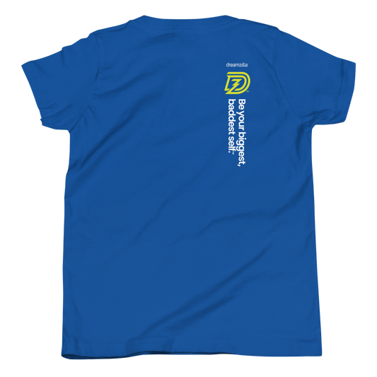 Back of Big Bad Hero Youth Tee in True Royal