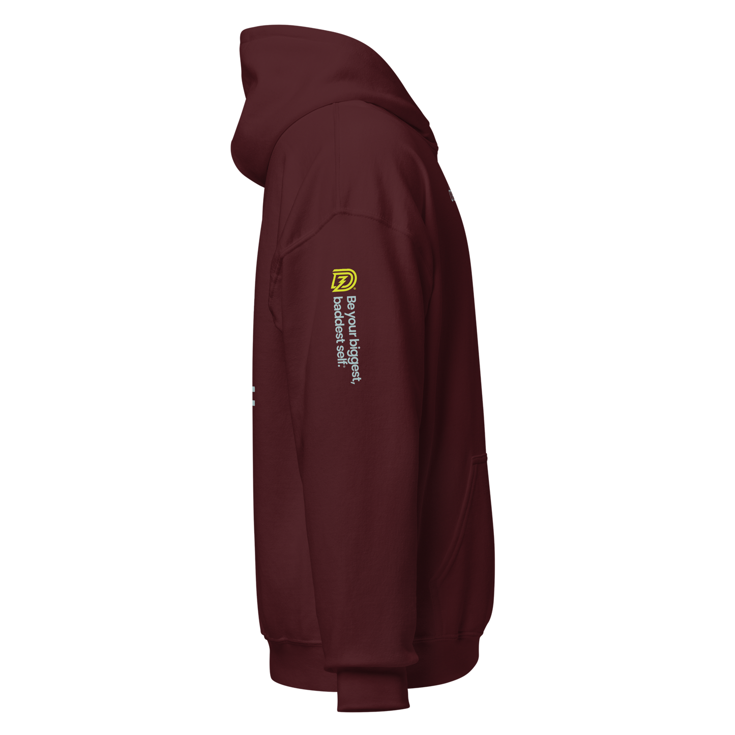 Right Side of Dreamzilla Backbone Unisex Hoodie in Maroon