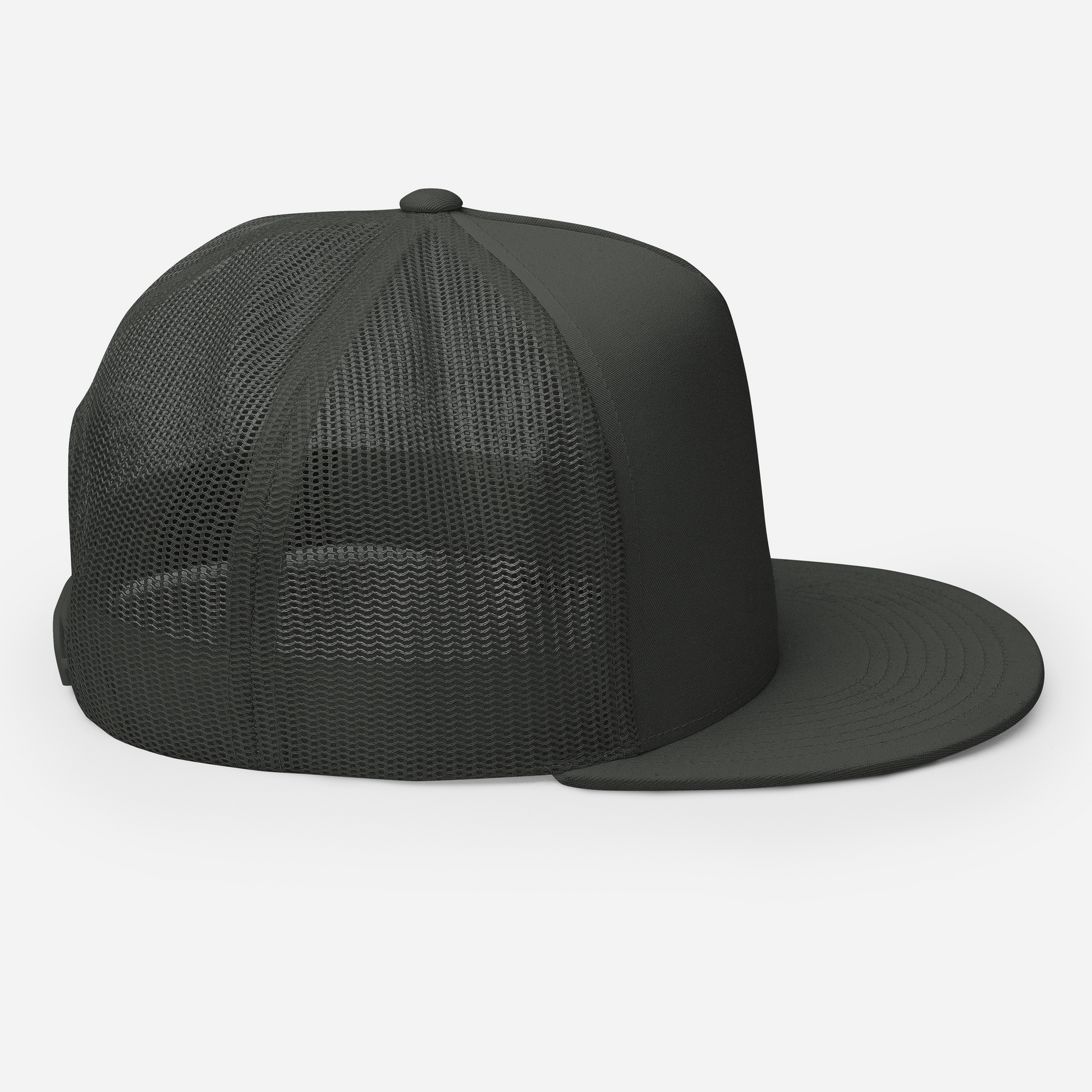 Right side of Graffiti Tag Trucker Cap in Charcoal