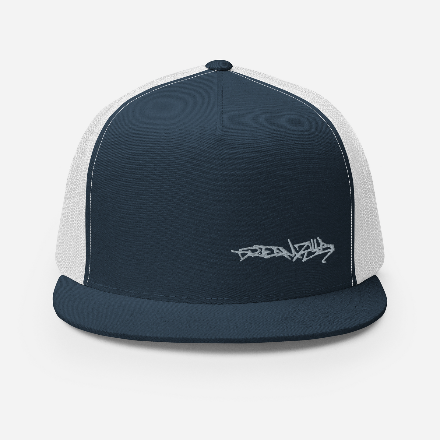 Graffiti Tag Trucker Cap in Navy with White Back