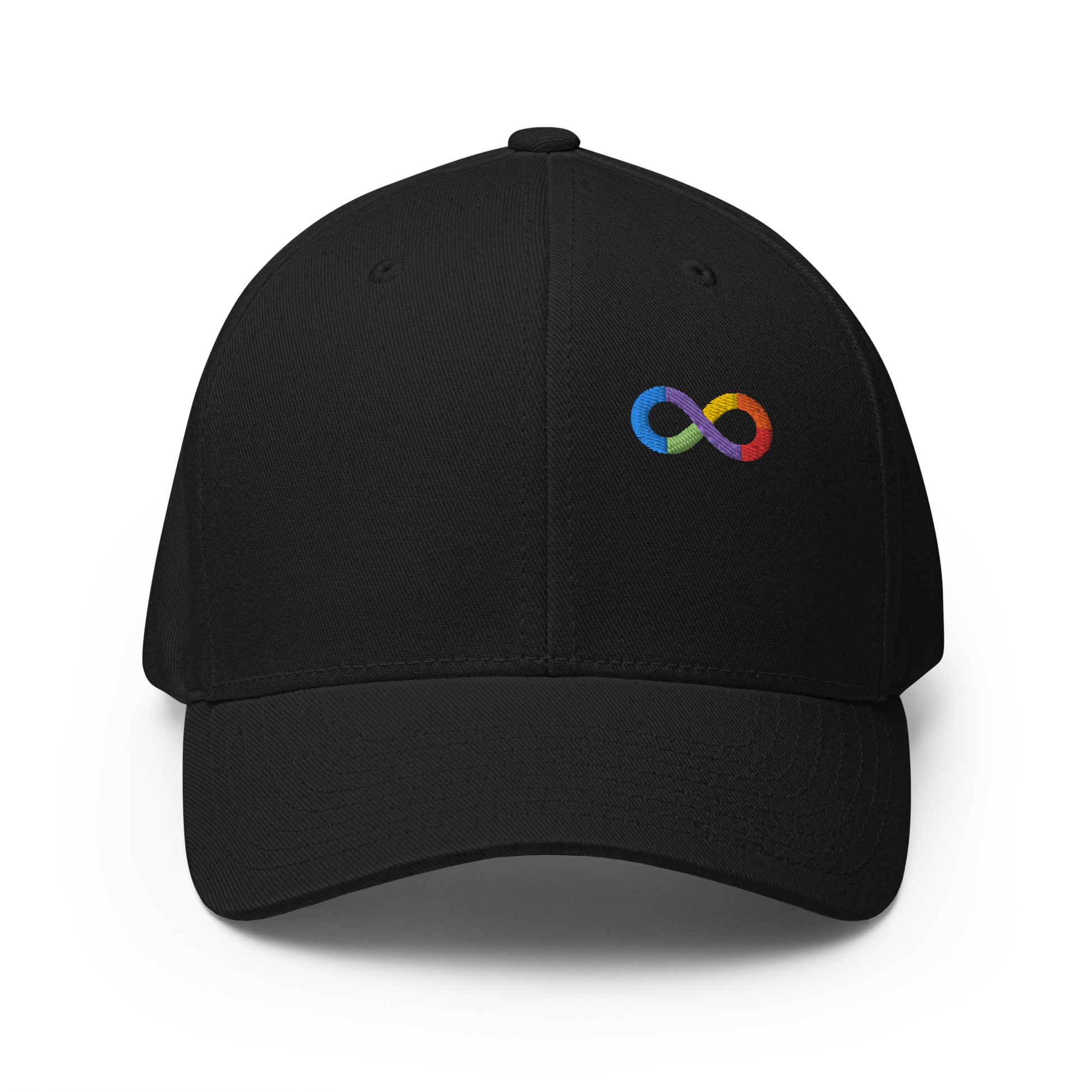 Neurodiversity Rainbow Infinity Flexfit Cap in Black