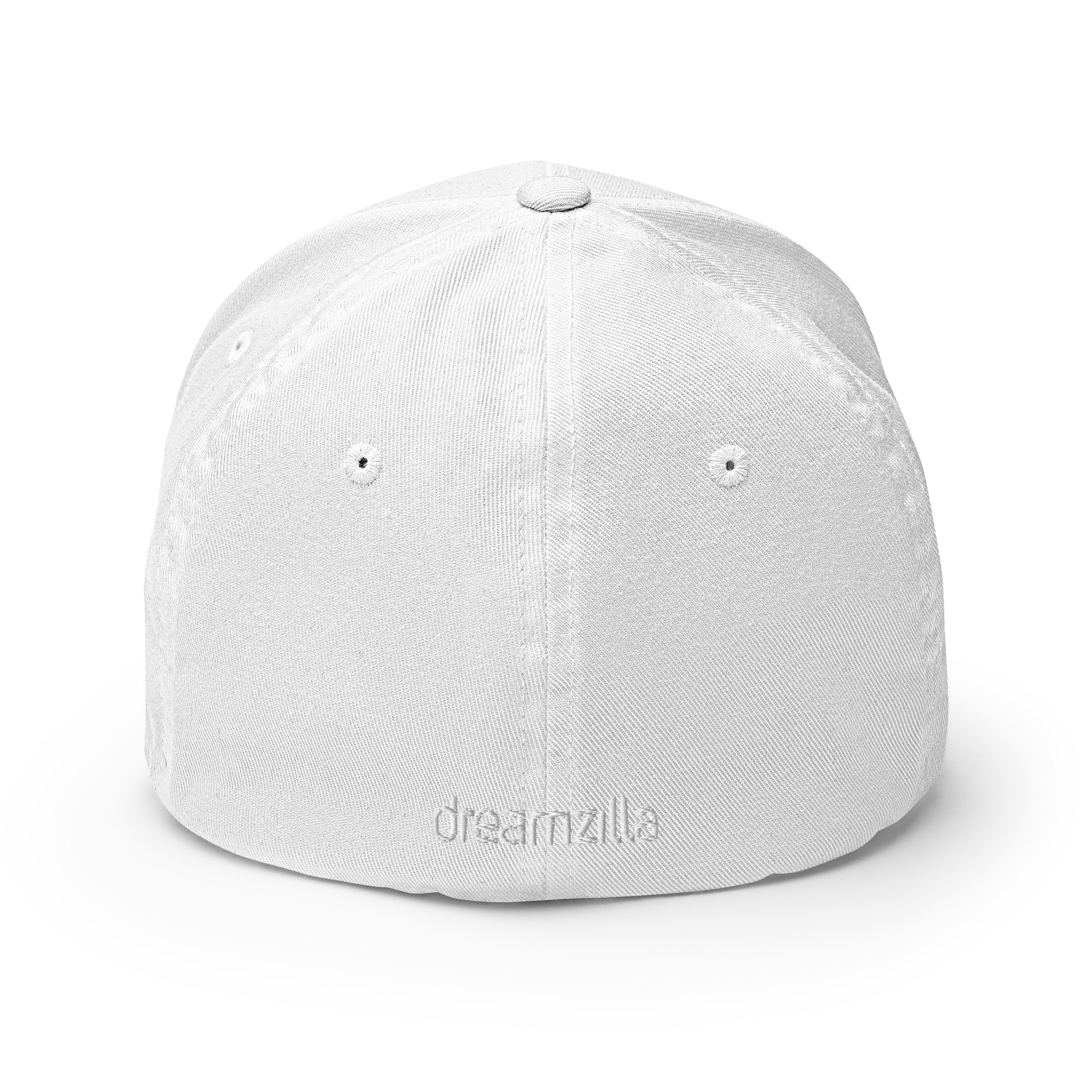 Back of DZ Monochrome 3D Puff Flexfit Cap in White