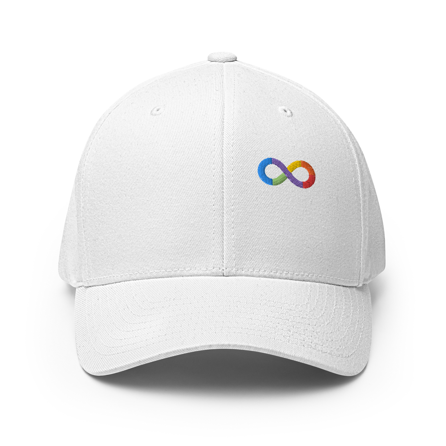 Neurodiversity Rainbow Infinity Flexfit Cap in White