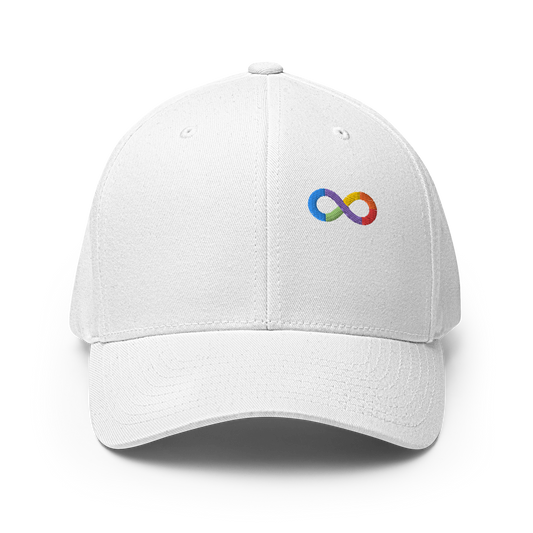 Neurodiversity Rainbow Infinity Flexfit Cap in White