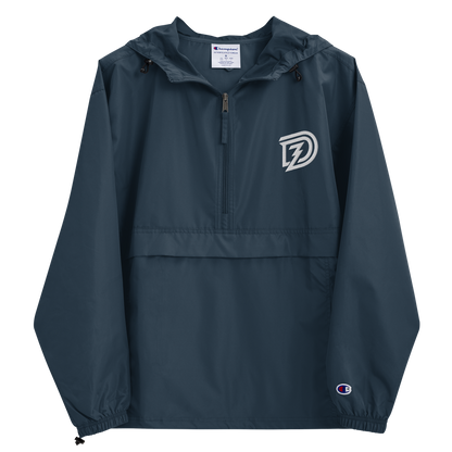 Embroidered Champion Packable Jacket in Navy