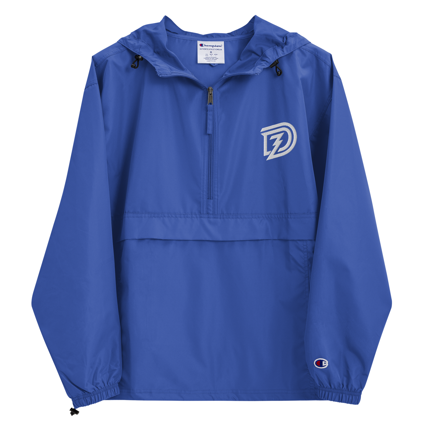 Embroidered Champion Packable Jacket in Royal Blue