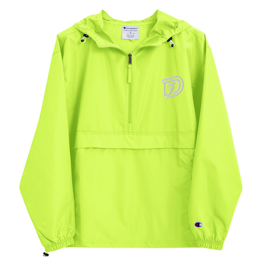 Embroidered Champion Packable Jacket in Safety Green