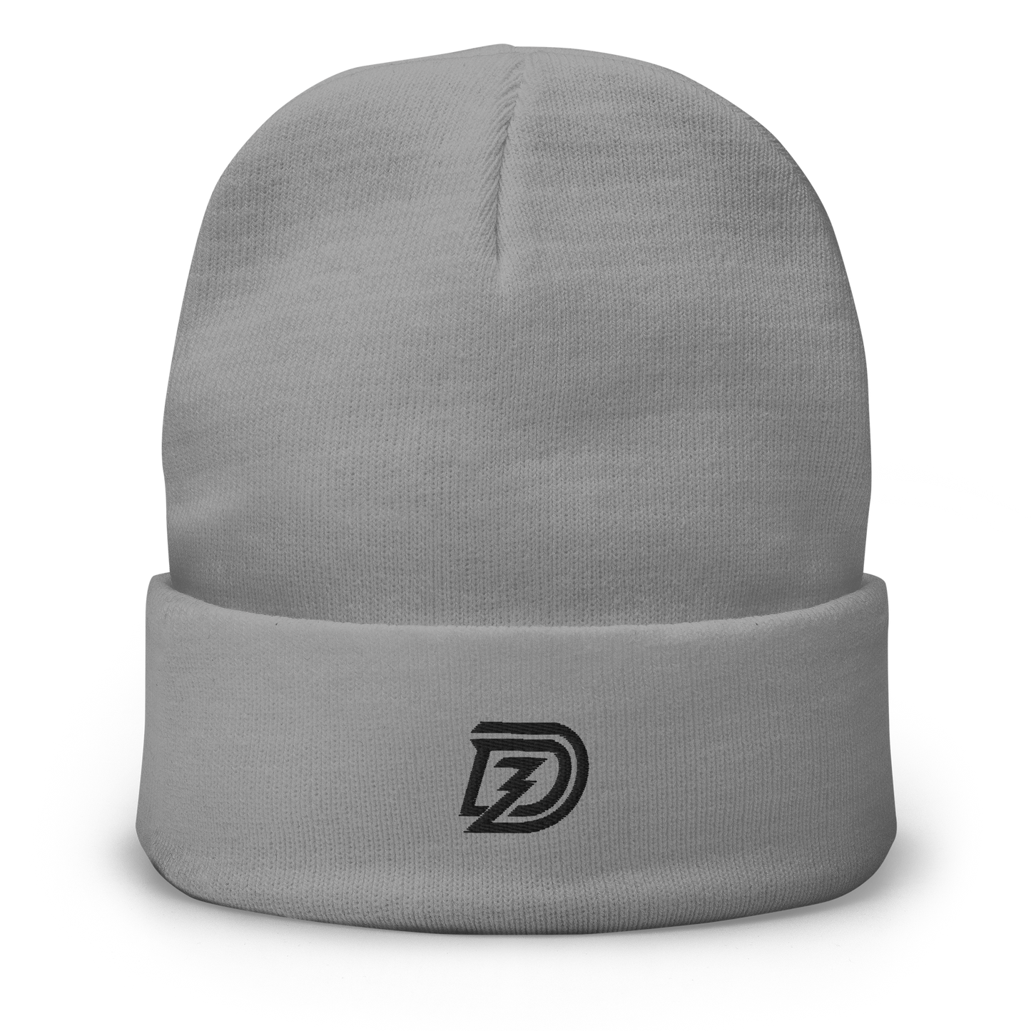 DZ Monochrome Embroidered Beanie in Gray